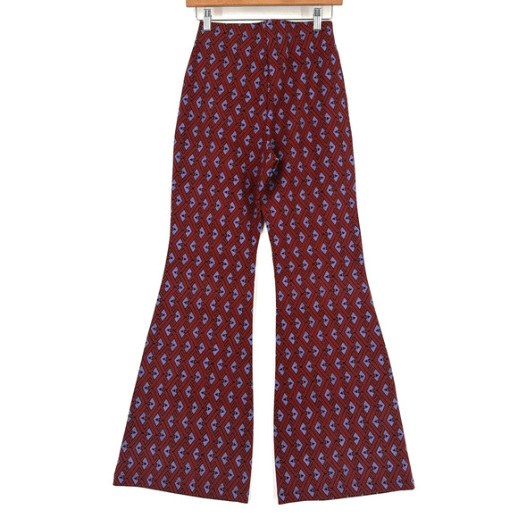 Anthropologie The Joni Flare Pants Small Ponte Knit Pull On Retro Geometric Boho - Picture 6 of 11